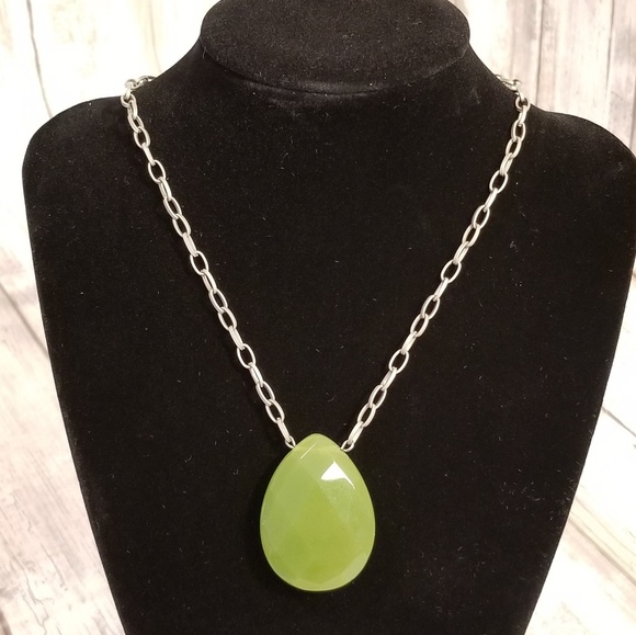 Handmade With Love Jewelry - Unique Green Crystal Gemstone Pendant Necklace
